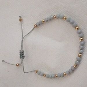 Light blue/purple adjustable beaded bracelet